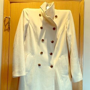 Winter White Wool Cashmere blend A-line Dress Coat